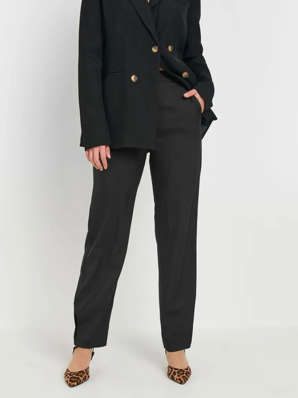 Long Tall Sally Black Pleated Barrel Trousers