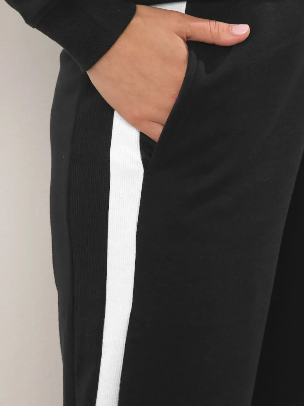 Long Tall Sally Black Ribbed Wide Leg Joggers