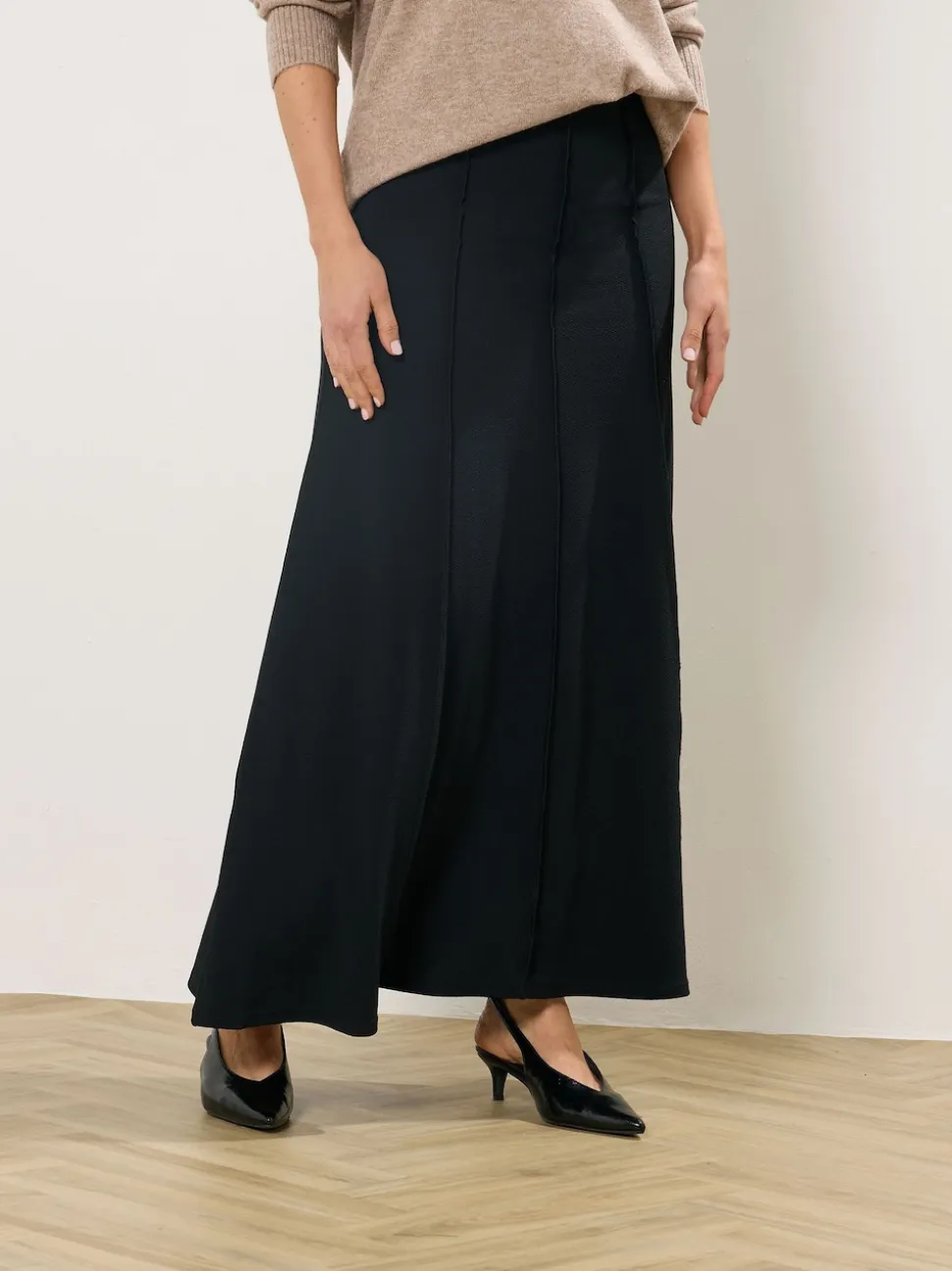 Long Tall Sally Black Seamed Maxi Flare Skirt