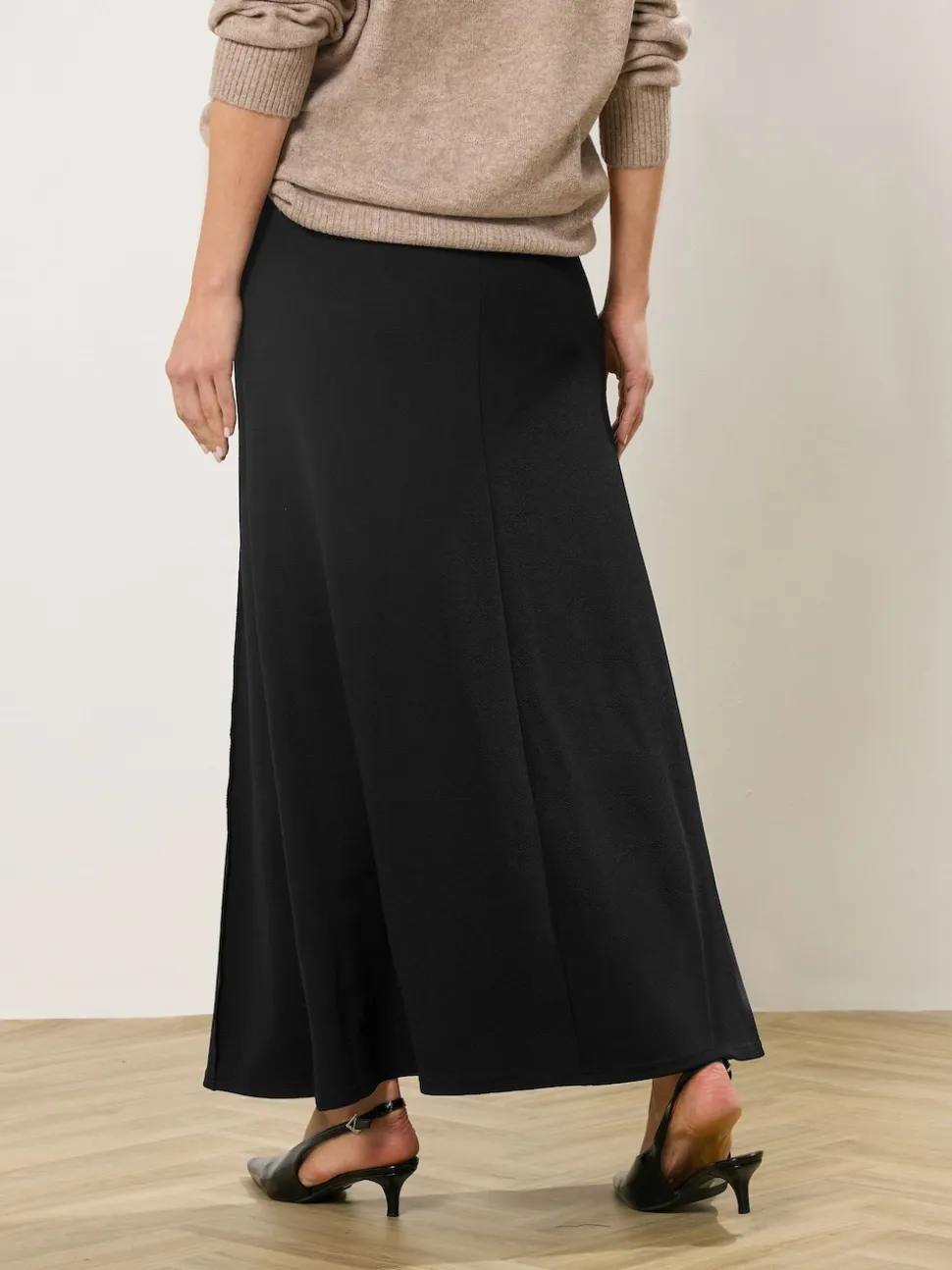 Long Tall Sally Black Seamed Maxi Flare Skirt