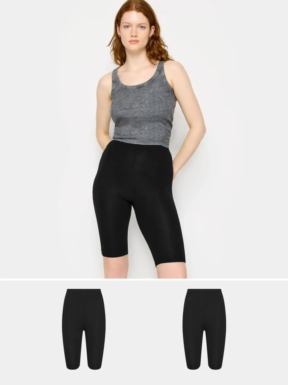 Long Tall Sally Black Stretch Cycling Shorts 2 Pack