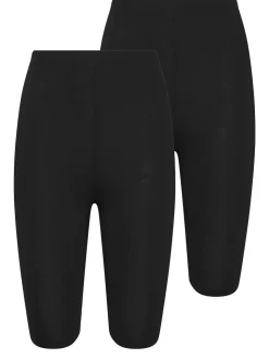 Long Tall Sally Black Stretch Cycling Shorts 2 Pack