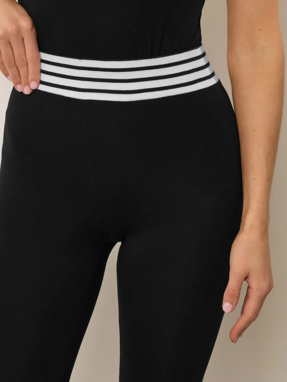 Long Tall Sally Black Stripe Waistband Leggings