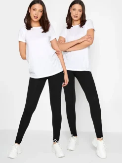 Long Tall Sally Black Stretch Cotton Leggings 2 Pack