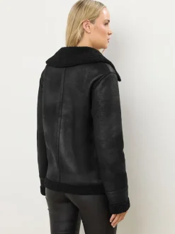 Long Tall Sally Black Taped Seam Aviator Jacket