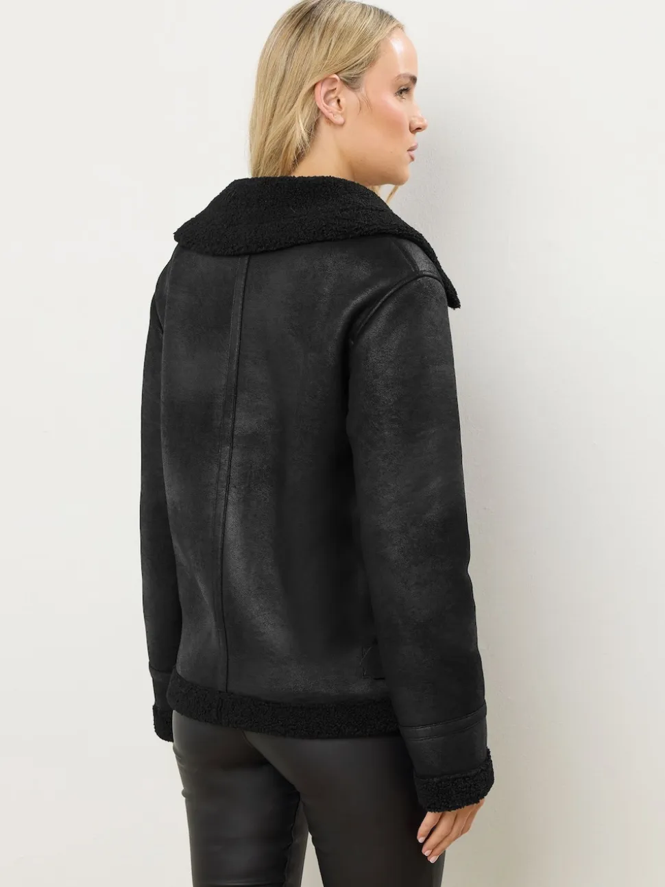 Long Tall Sally Black Taped Seam Aviator Jacket