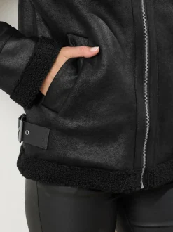 Long Tall Sally Black Taped Seam Aviator Jacket