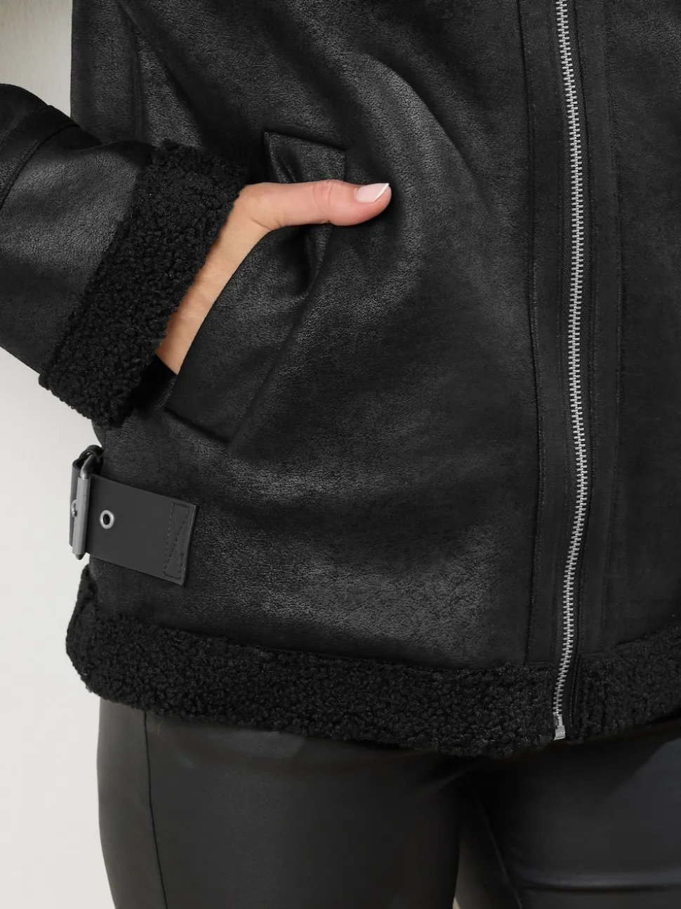 Long Tall Sally Black Taped Seam Aviator Jacket