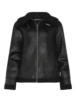 Long Tall Sally Black Taped Seam Aviator Jacket