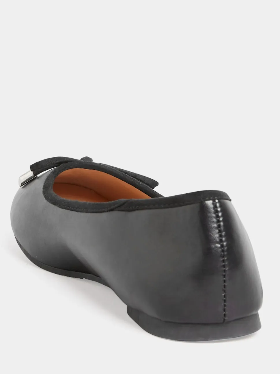 Long Tall Sally Black Wide-Fit Blaise Leather Ballerina Shoes