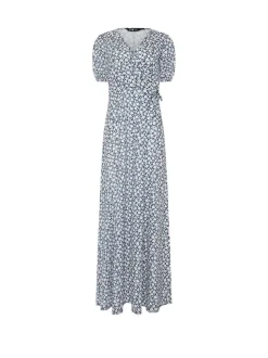 Long Tall Sally Blue Ditsy Wrap Maxi Dress