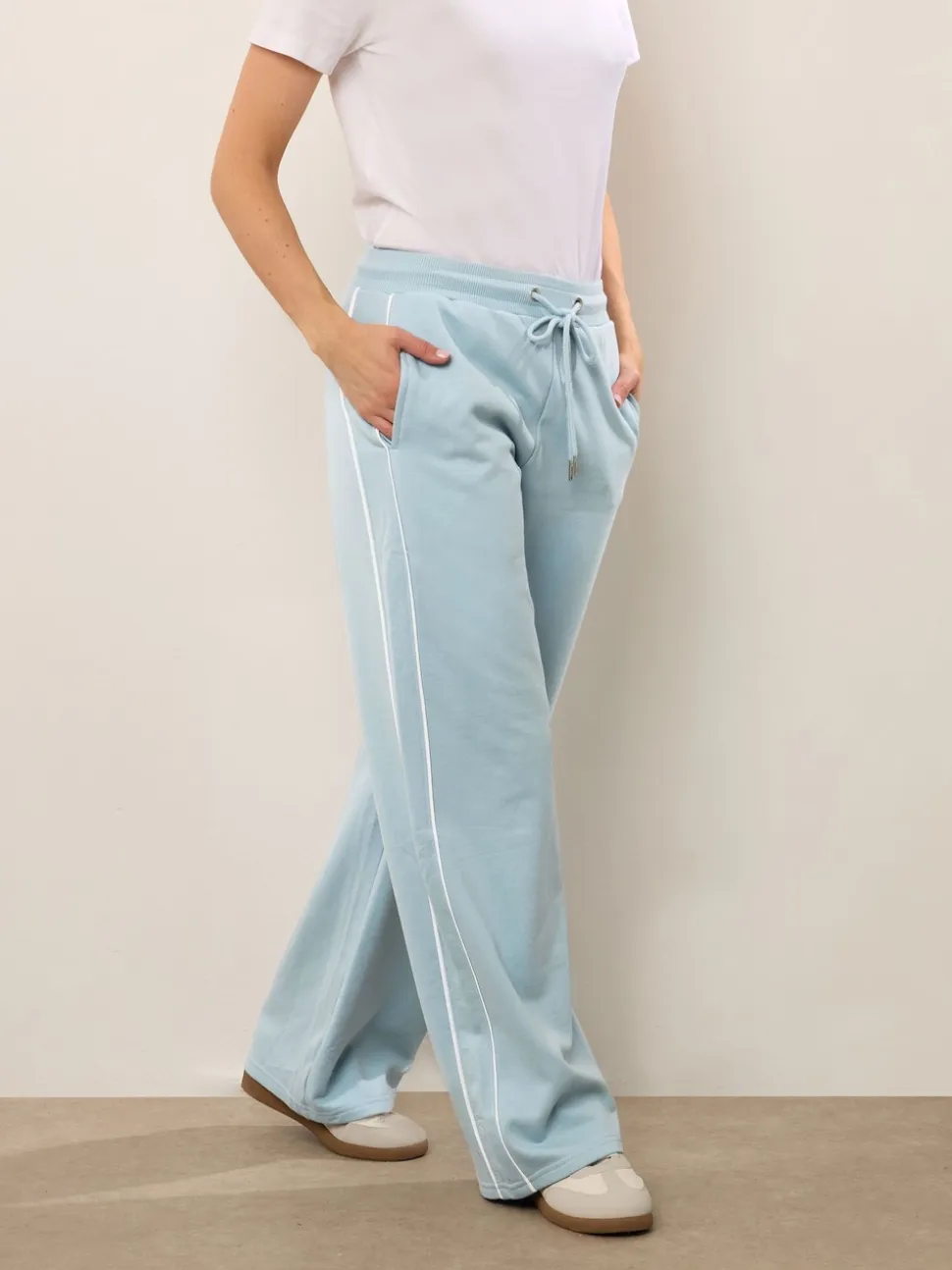 Long Tall Sally Blue Piped Wide Leg Joggers