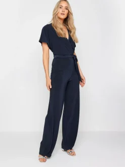 Long Tall Sally Blue V-Neck Wrap Jumpsuit