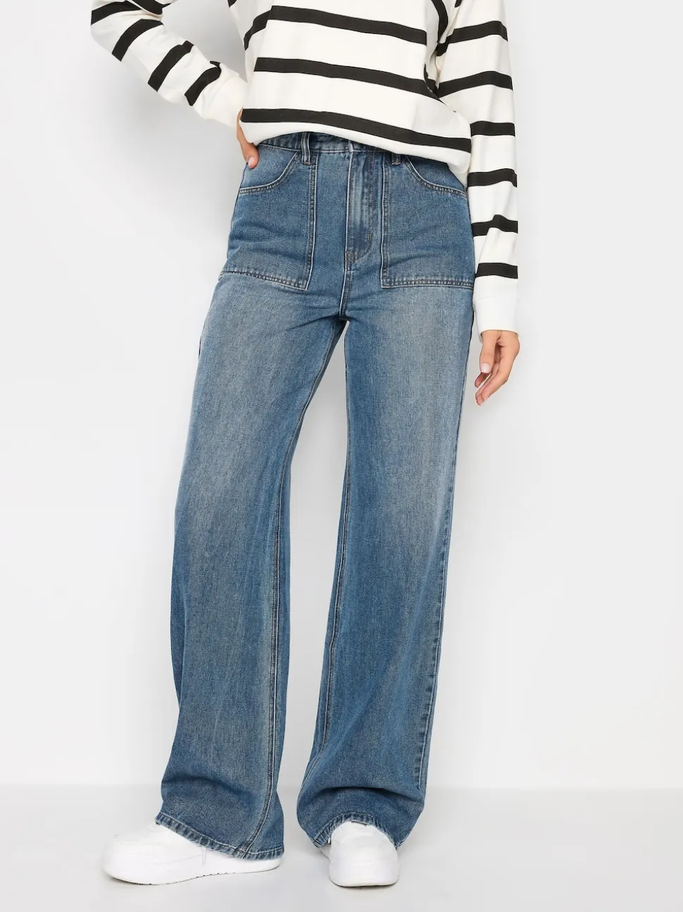 Long Tall Sally Blue Wide Leg 100% Cotton Jeans