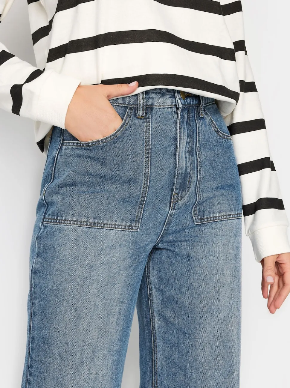 Long Tall Sally Blue Wide Leg 100% Cotton Jeans