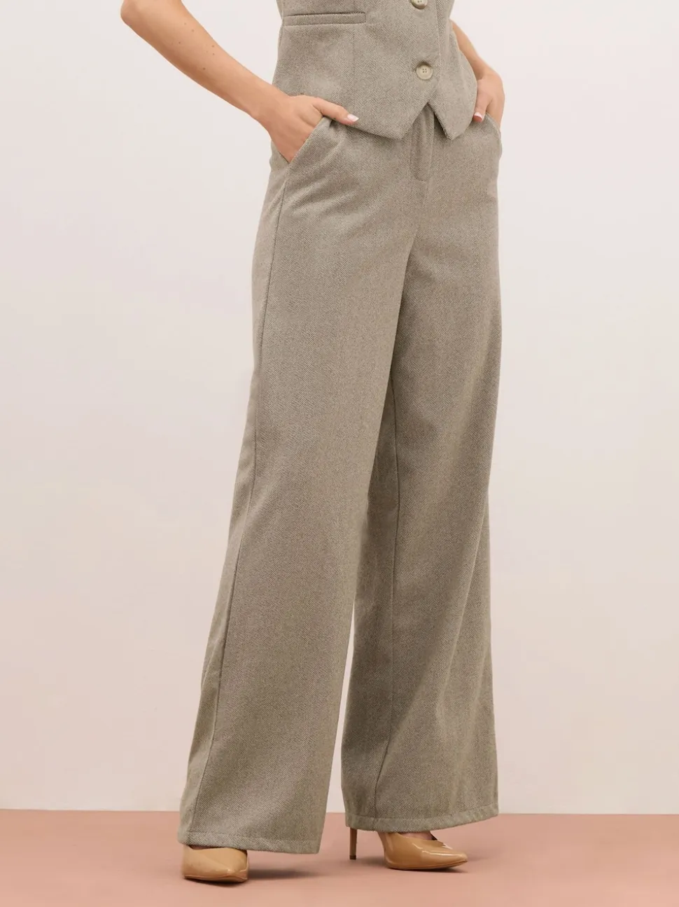Long Tall Sally Brown Herringbone Trousers