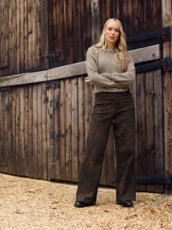 Long Tall Sally Brown Leopard Print Wide Leg Jeans