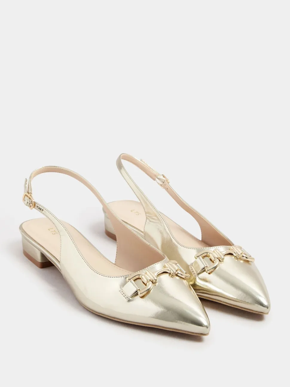 Long Tall Sally Gold Metal Trim Sling Back Shoes