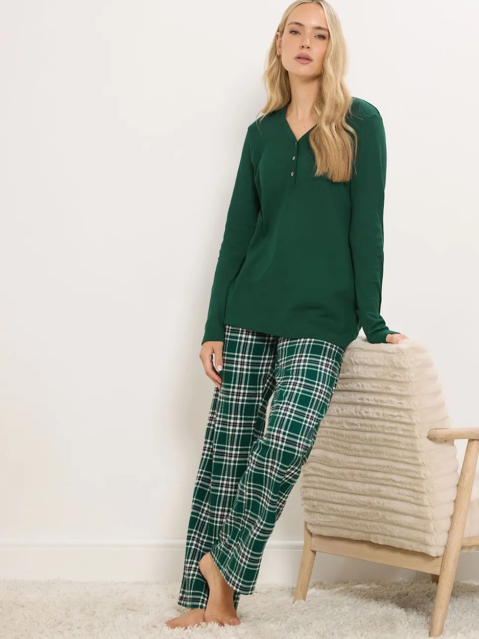 Long Tall Sally Green Check Pyjamas