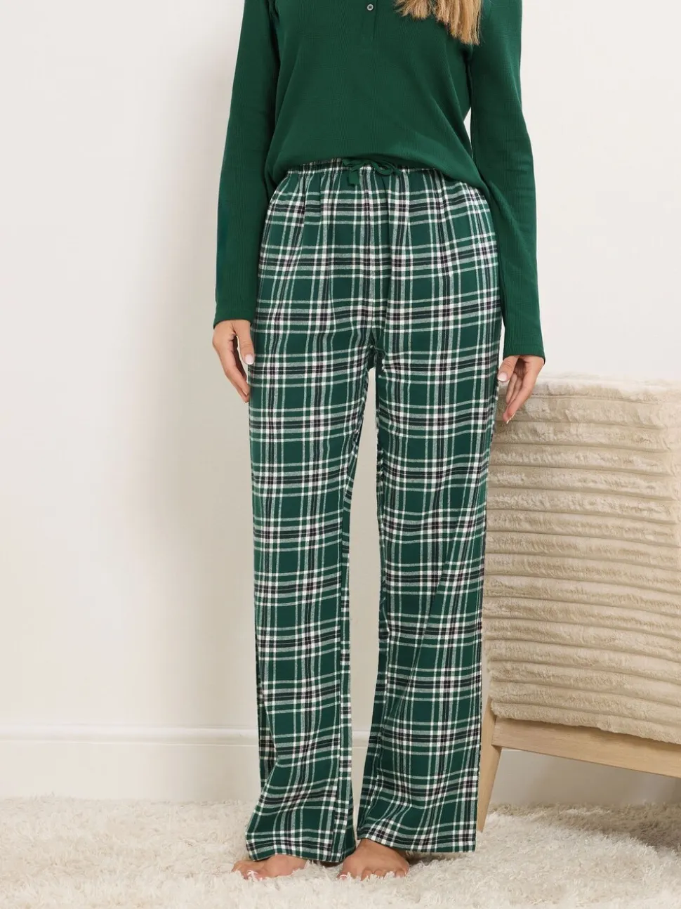 Long Tall Sally Green Check Pyjamas