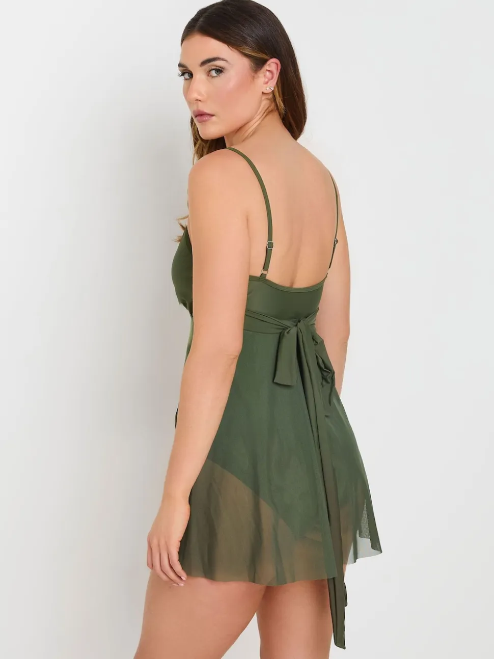 Long Tall Sally Green Mesh Skirted Swimsuit