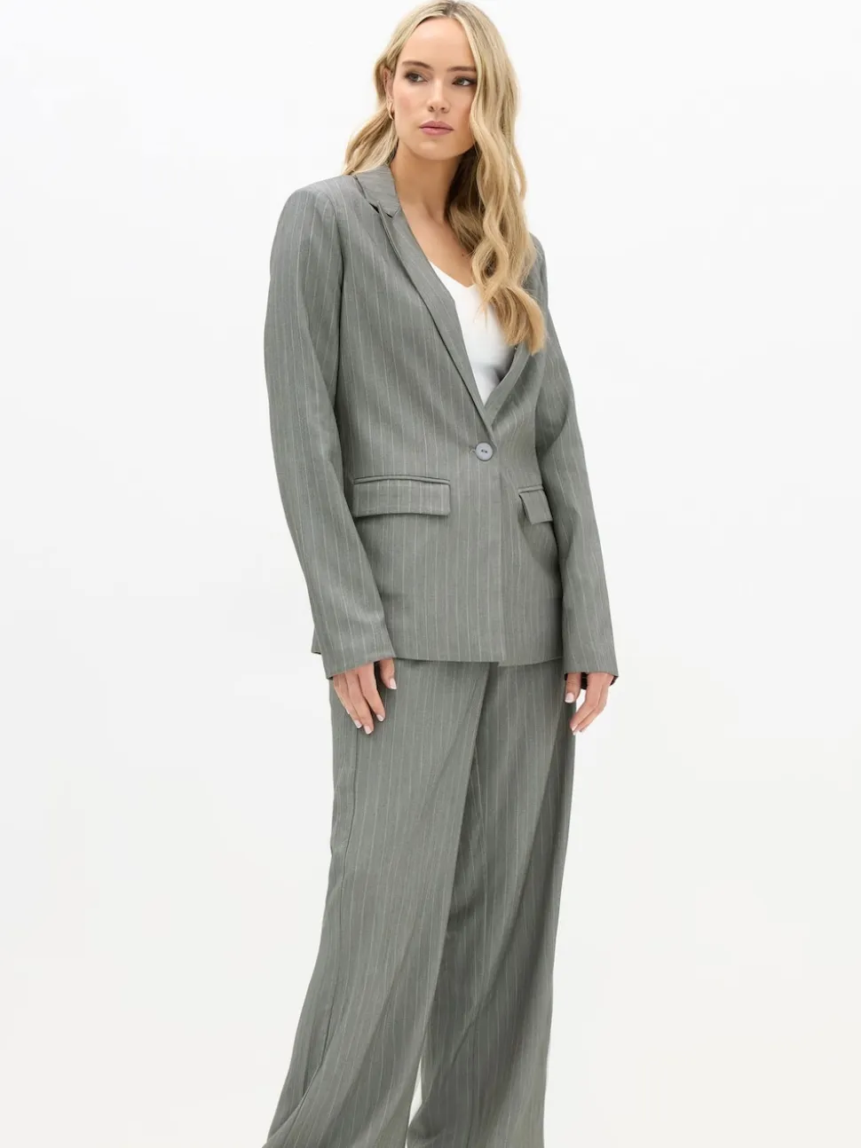 Long Tall Sally Grey Pinstripe Blazer