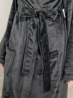 Long Tall Sally Grey Ribbon Shawl Maxi Robe