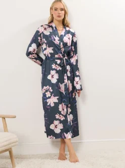 Long Tall Sally Grey Satin Maxi Robe