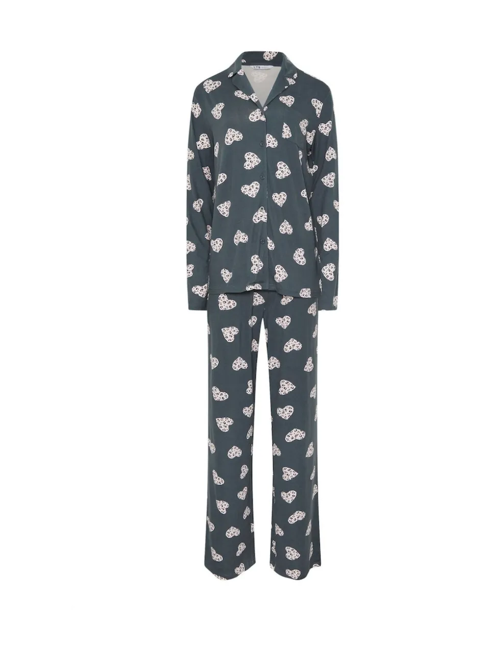 Long Tall Sally Grey Soft Touch Animal Heart Pyjamas Set