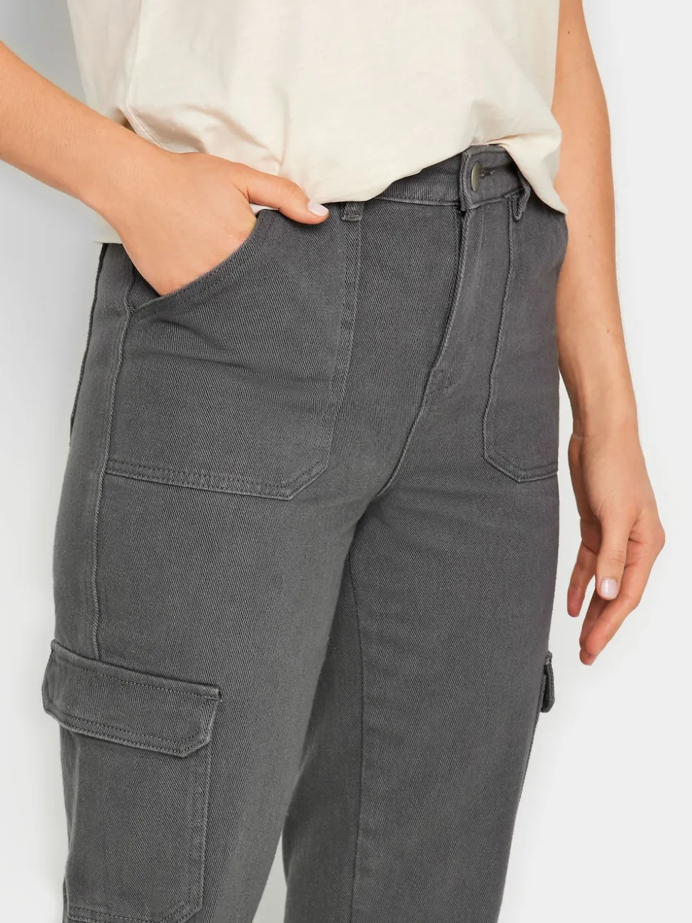 Long Tall Sally Grey Straight Leg 100% Cotton Jeans