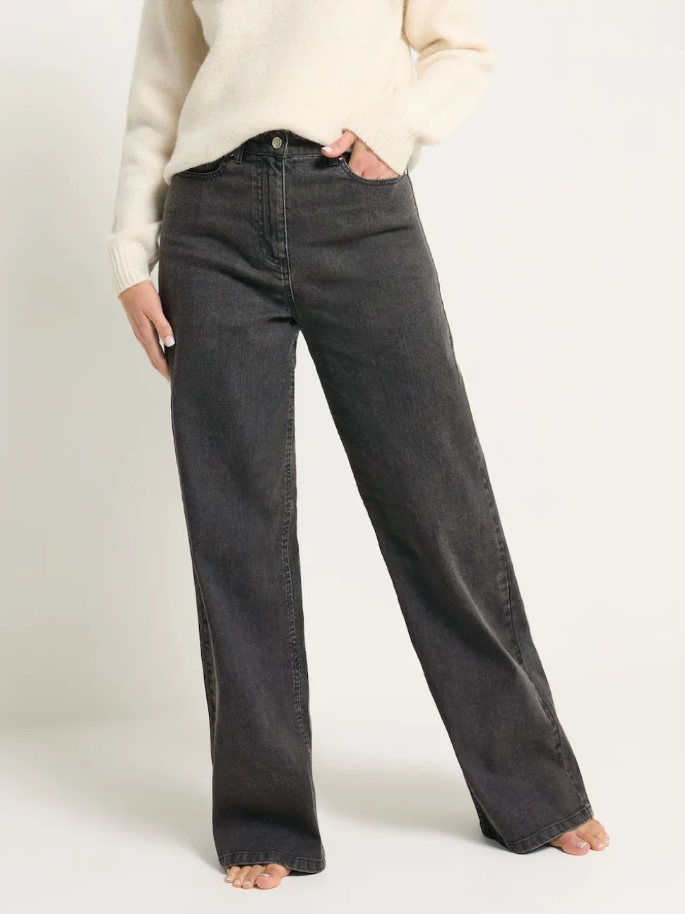 Long Tall Sally Grey Wide Leg Jeans