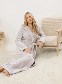 Long Tall Sally Natural Cotton Touch Hooded Maxi Robe
