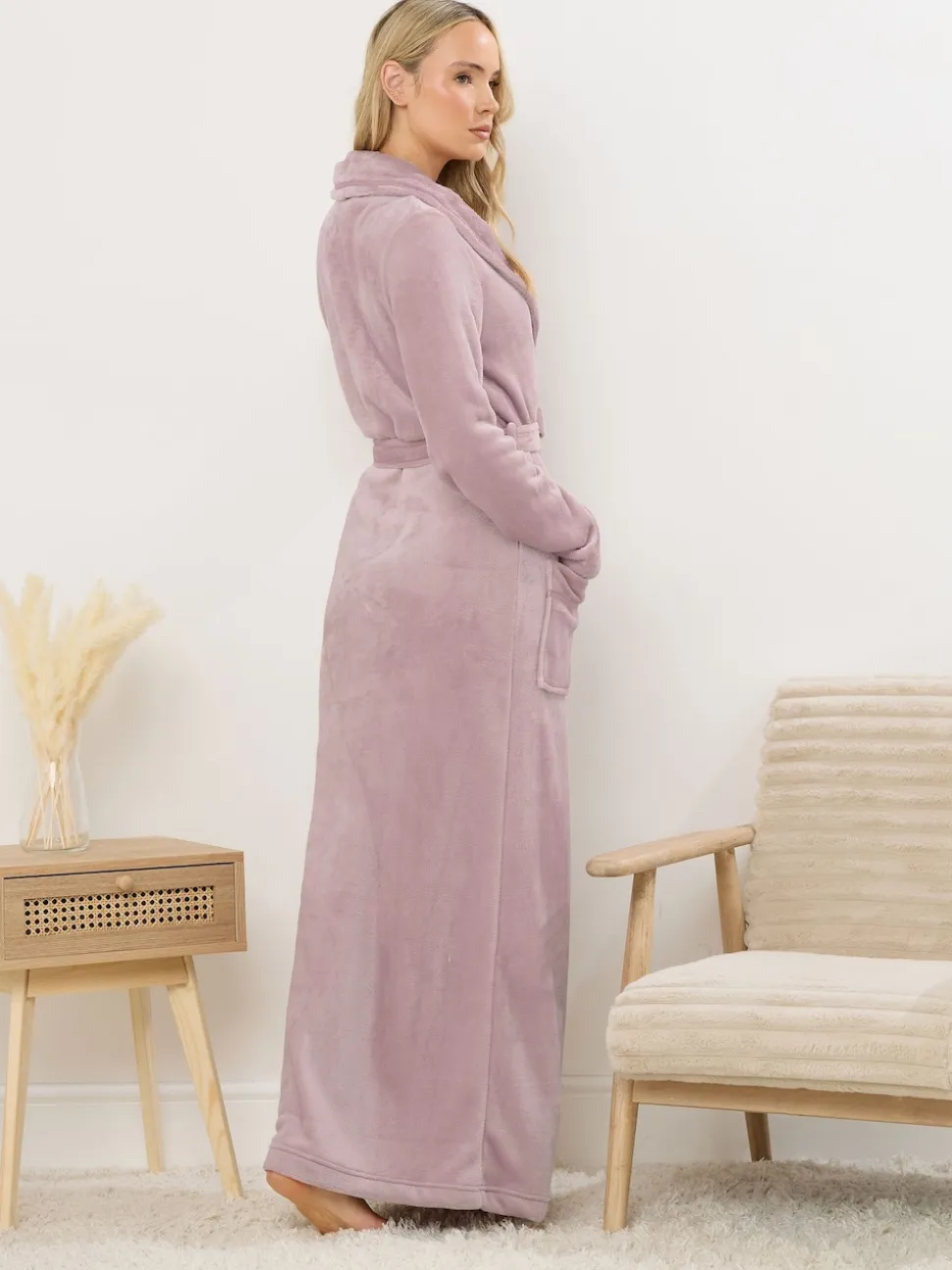 Long Tall Sally Pink Ribbon Shawl Maxi Robe