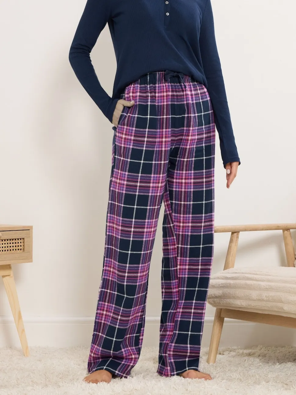 Long Tall Sally Purple Check Pyjamas