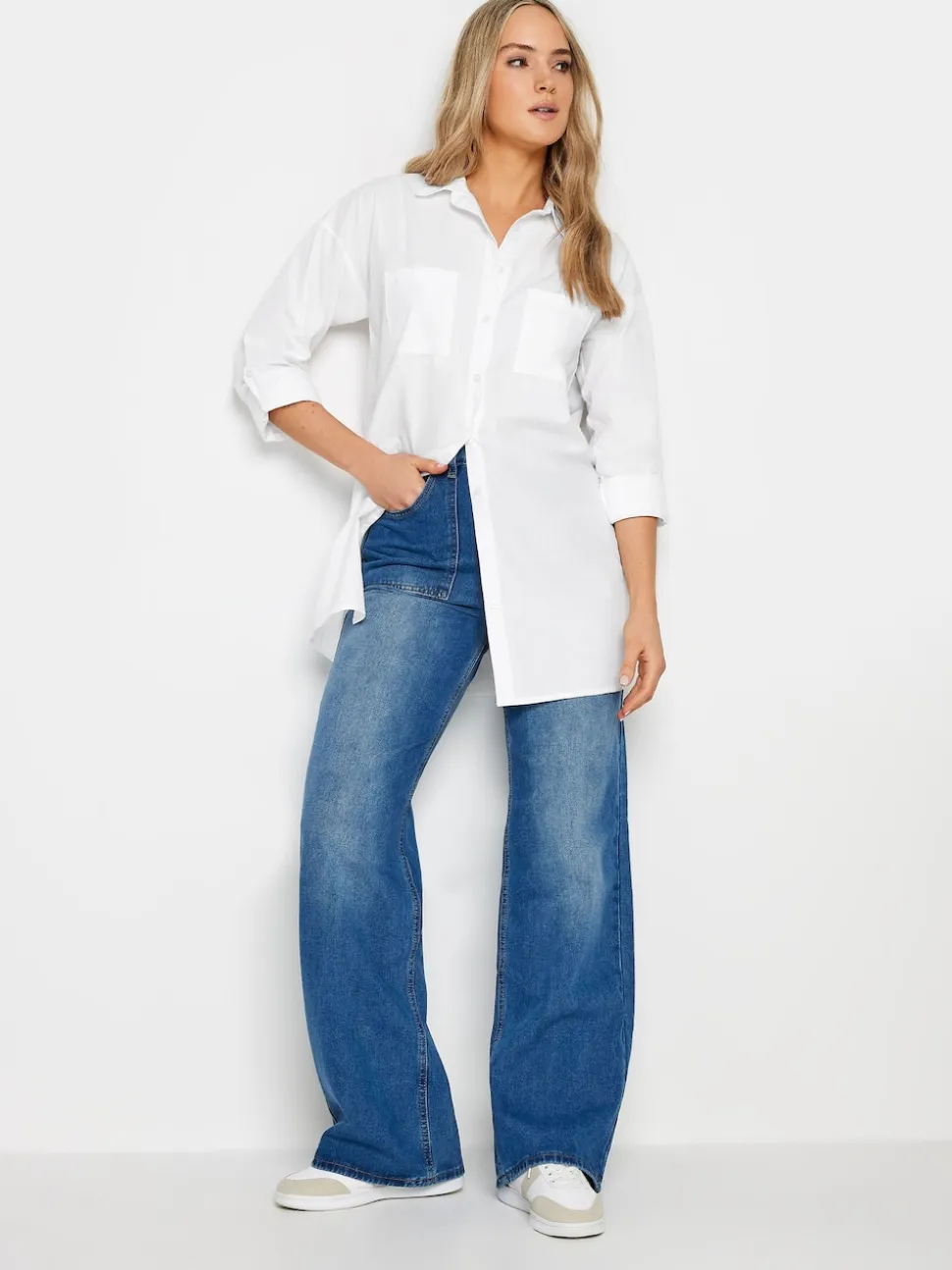 Long Tall Sally White Oversized 100% Cotton Shirt