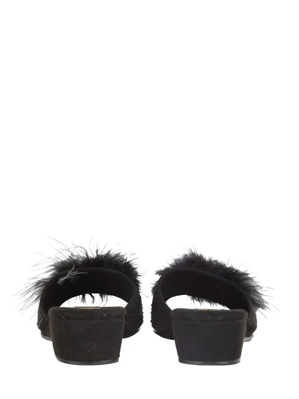 Lotus Black Mule Wedge Slippers