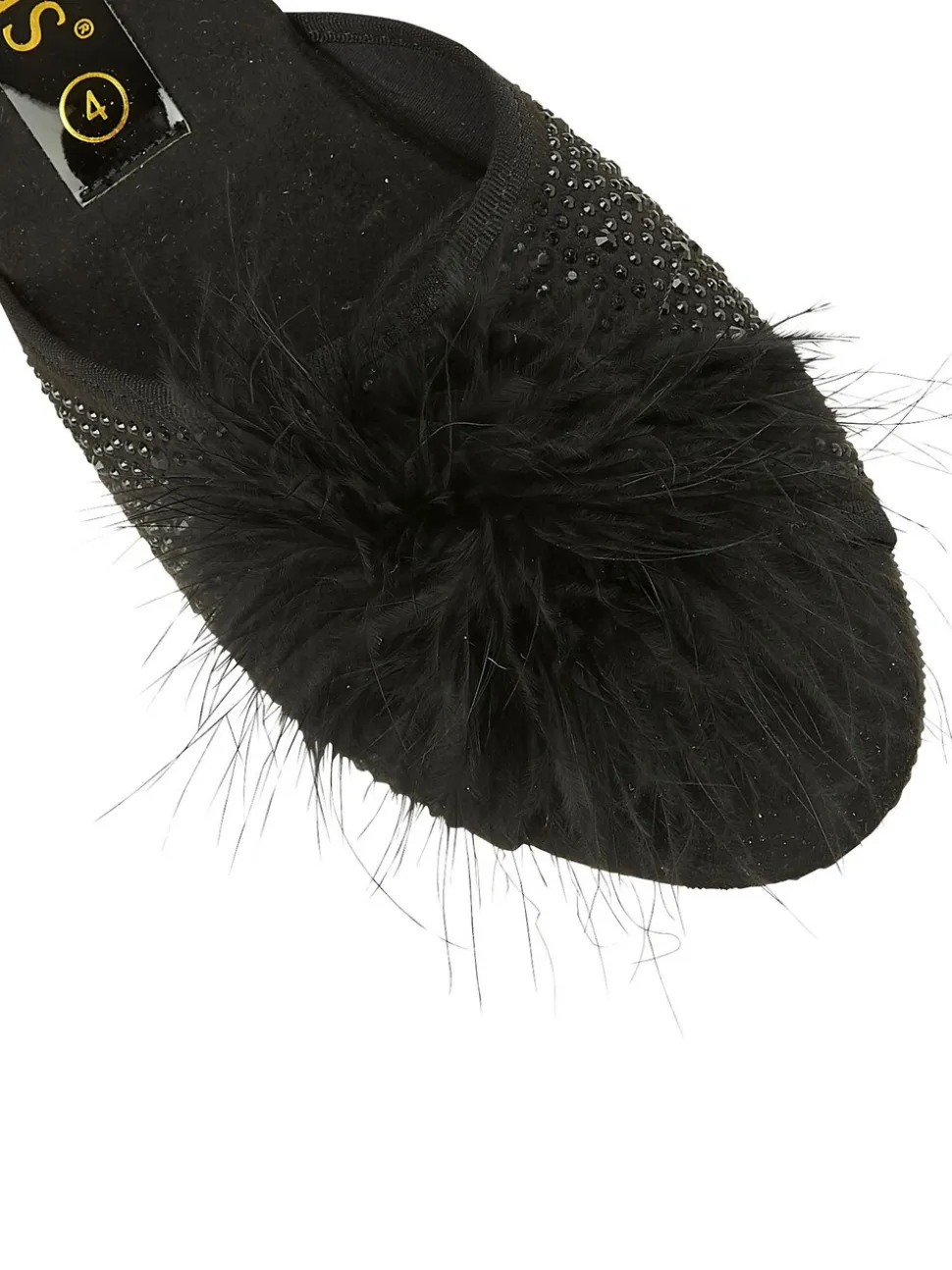 Lotus Black Mule Wedge Slippers