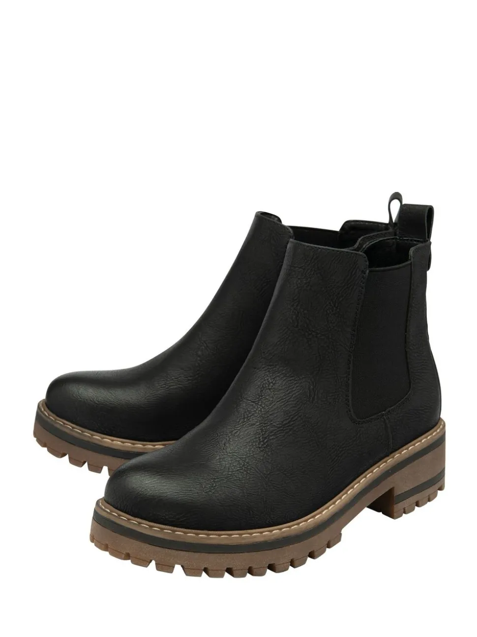 Lotus Black Wide Fit Casual Ankle Boots