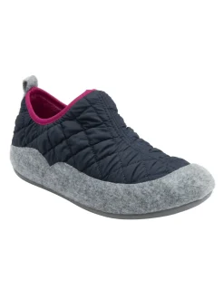 Lotus Blue Quilted Textile Slippers
