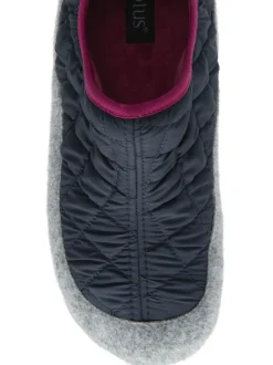 Lotus Blue Quilted Textile Slippers