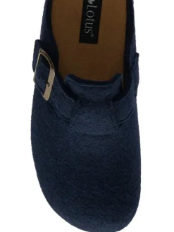 Lotus Blue Textile Mule Slippers