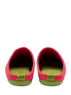 Lotus Orange Textile Flat Mule Slippers
