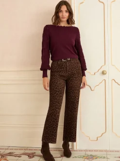 Love & Roses Berry Bobble Stitch Scallop Knit Jumper