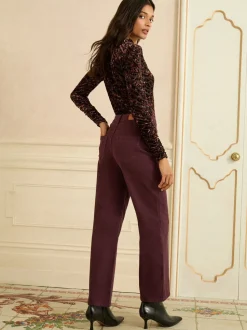 Love & Roses Berry Red Crop Wide Leg Jeans