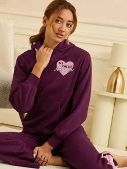 Love & Roses Berry Red Jersey Loungwear Hoodie