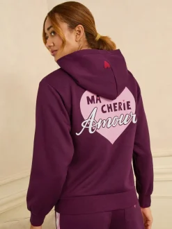 Love & Roses Berry Red Jersey Loungwear Hoodie