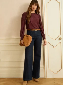Love & Roses Berry Red Textured Long Sleeve Top