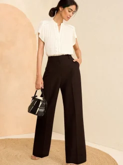 Love & Roses Black Black Wide Leg Trousers