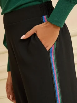 Love & Roses Black Contrast Side Stripe Wide Leg Trousers