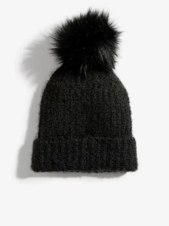 Love & Roses Black Cosy Pom Hat